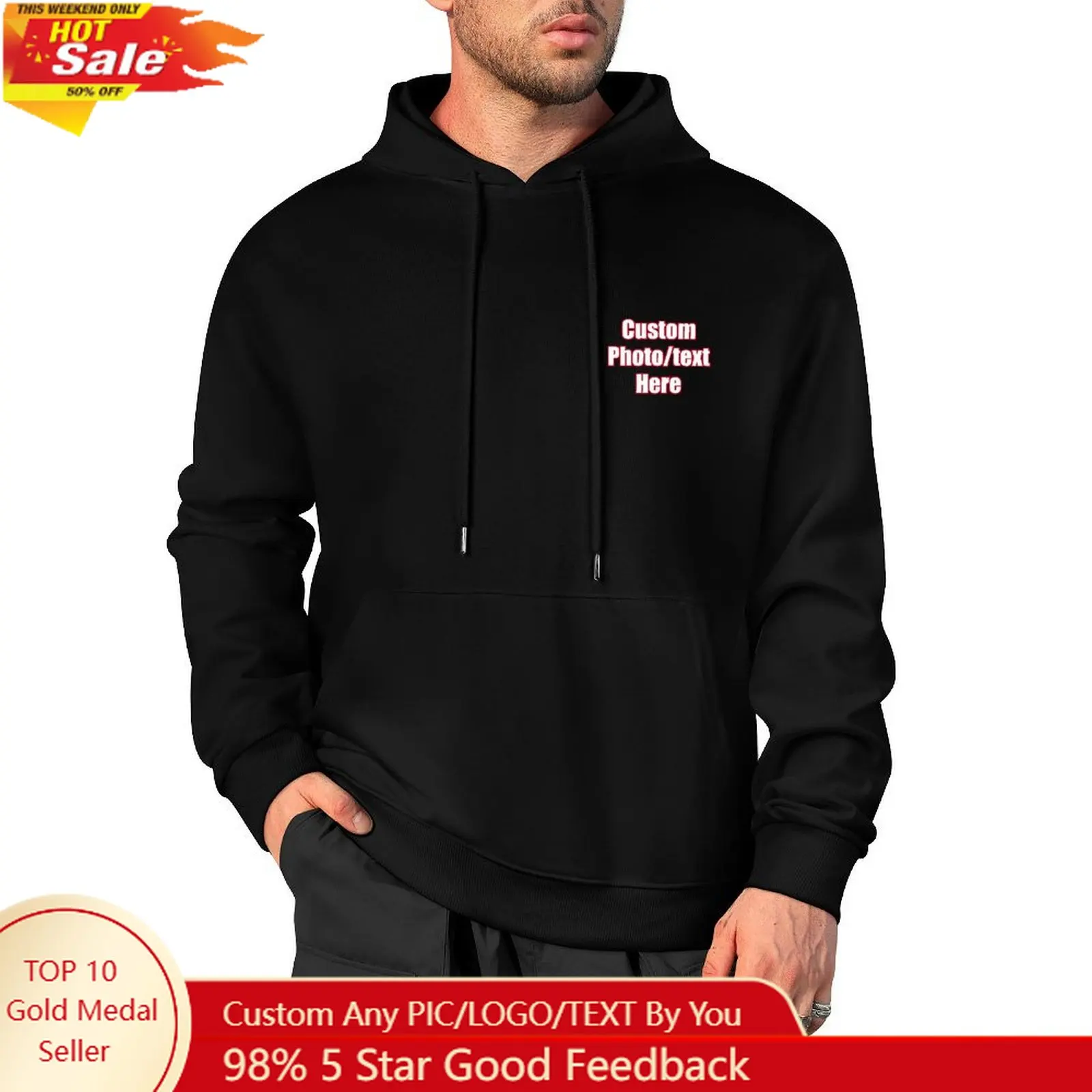 

Custom Cotton Hoodies Man Women Sweatshirt With Pockets Soft Pullover Hoodie Design Your Photo Text Logo Daily Wear Casual Top