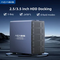 Acasis 3.5/2.5 inch 5-bay External Hard Driver HDD Case For Sata HDD Support 8 Raid Mode For Data Safety Enclosure