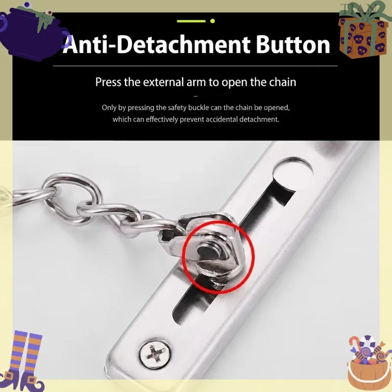 Punch-Free Stainless Steel Security Door Chain Self Adhesive Home Hotel Entry Guard Latch with Press Button Anti Prying Indoor