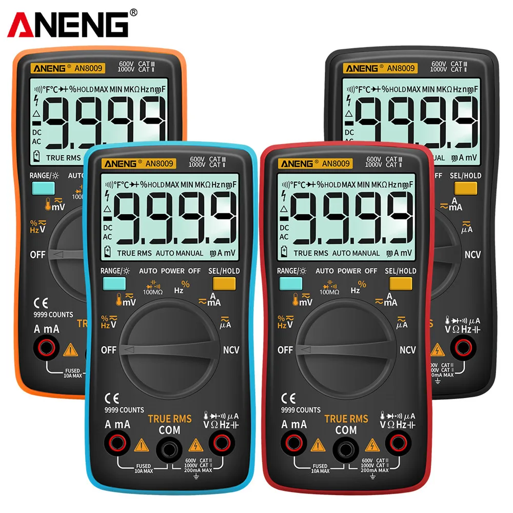 ANENG AN8008/AN8009 Mini Digital Multimeter  rm 409b double fuse auto-range medidor eléctricoTrue-RMS Transistor Capacitor Teste