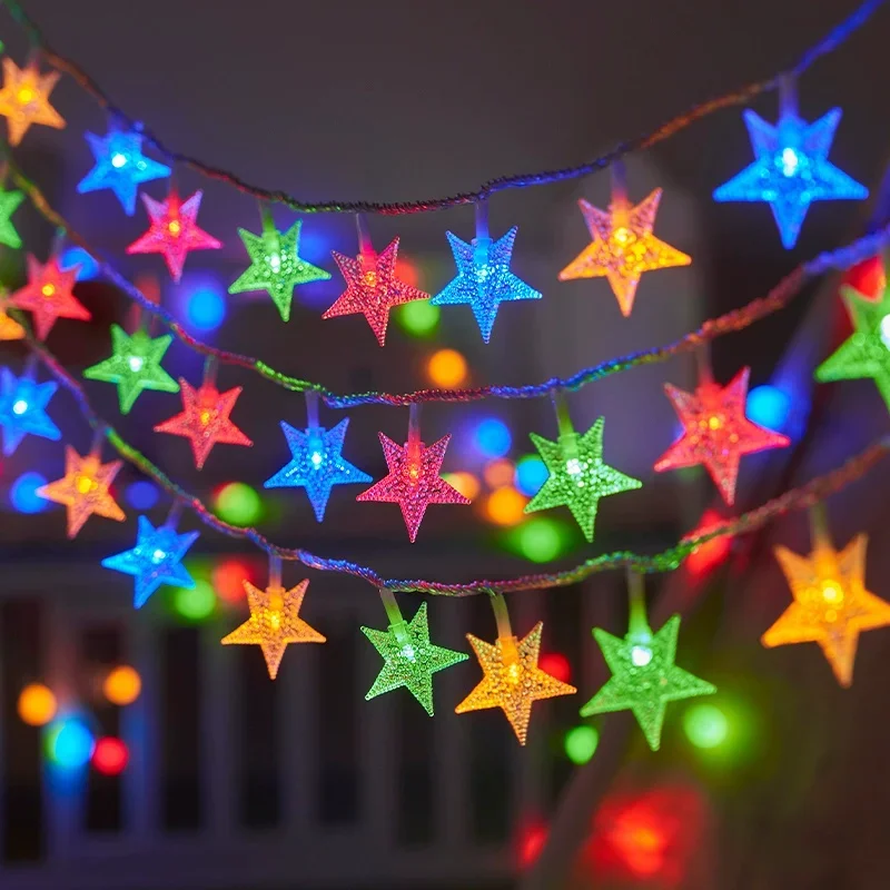 

Battery Power Festoon Star Fairy String Lights Christmas Wedding Room Decoration Camping Outdoor Party Atmosphere Garland Lamp