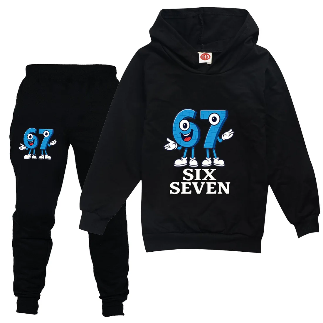2-teiliges Steal A Brainrot Kinder-Trainingsanzug-Set Anime 67 Six Seven Hoodies Hosen Neuer Dünner Sweatshirt-Jogginganzug Kinderkleidung – Detail 1