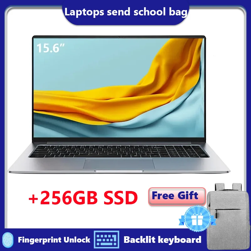 Laptop do gier 15.6 Cal 12GB RAM 2TB SSD Windows 10 tanich laptopów studenckich podświetlany z odblokowaniem linii papilarnych Dual WiFi 2.4G/5.0G