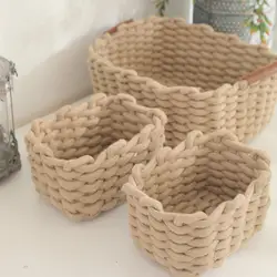 Handmade Storage Basket Cotten Rope Woven Basket Multi-use Thread Group Basket Sundries Basket