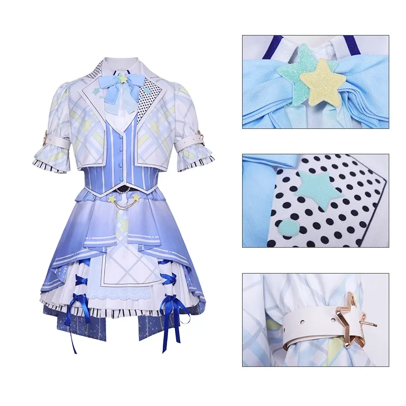 

Halloween Party Carnival Cosplay Suit Anime OSHI NO KO Hoshino Ruby Cosplay Costume Wig Lolita Skirt Woman Pink Grid Dress Coat