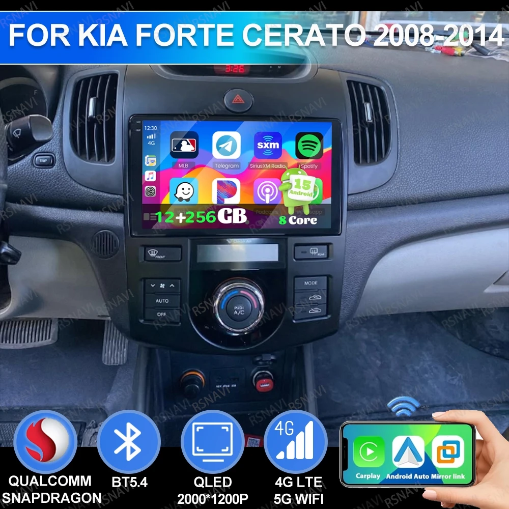 

Android 15 For KIA Forte Cerato 2008-2014 Car Radio Multimedia AUTO Qualcomm Viedo Player QLED Navigation GPS Autoradio Stereo