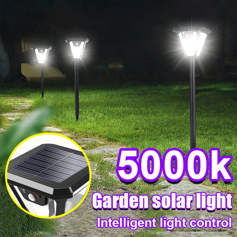 5000K Solar Pathway Garden Decor Lights Outdoor With Motion Sensor IP65 Waterproof Solar Lamp Patio Yard Lawn Sunlight Wall Lamp