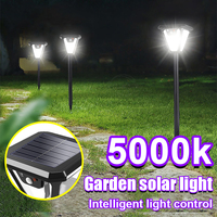 5000K Solar Pathway Garden Decor Lights Outdoor With Motion Sensor IP65 Waterproof Solar Lamp Patio Yard Lawn Sunlight Wall Lamp