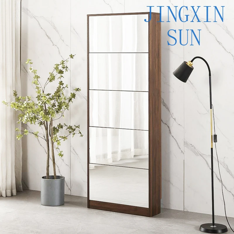 20 cm tipping bucket shoe cabinet storage cabinet against the wall, narrow body with mirror wide shoe rack at the door
