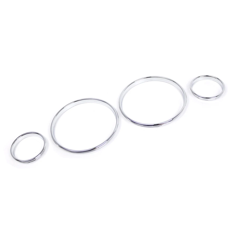 4pcs Dash Dashboard Dial Rings Bezel Trim Ring Speedometer Gauge Chrome AC Dashboard Dial Ring Trim Cover For BMW E38 E39 E53 X5