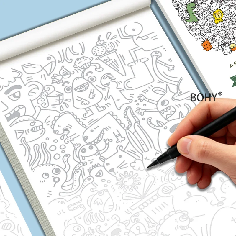 1 Adult Decompression and Graffiti Coloring Album, with Themes Such As Flowers/monsters/small Animals and Other Line Drafts
