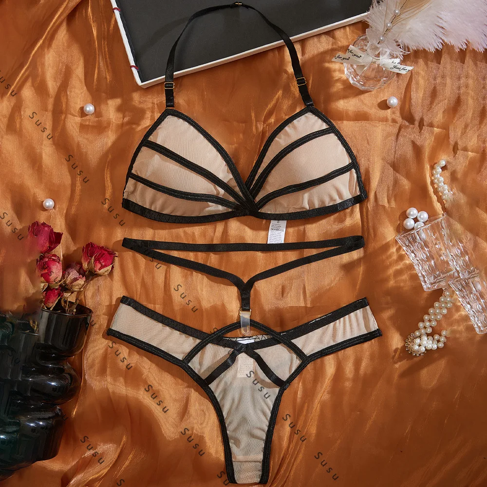 

Сетчатое европейское и американское сексуальное нижнее белье контрастного цвета, новинка 2024, сексуальные товары с вырезом бикини, многоуровневый дизайн, новинка 2023 года