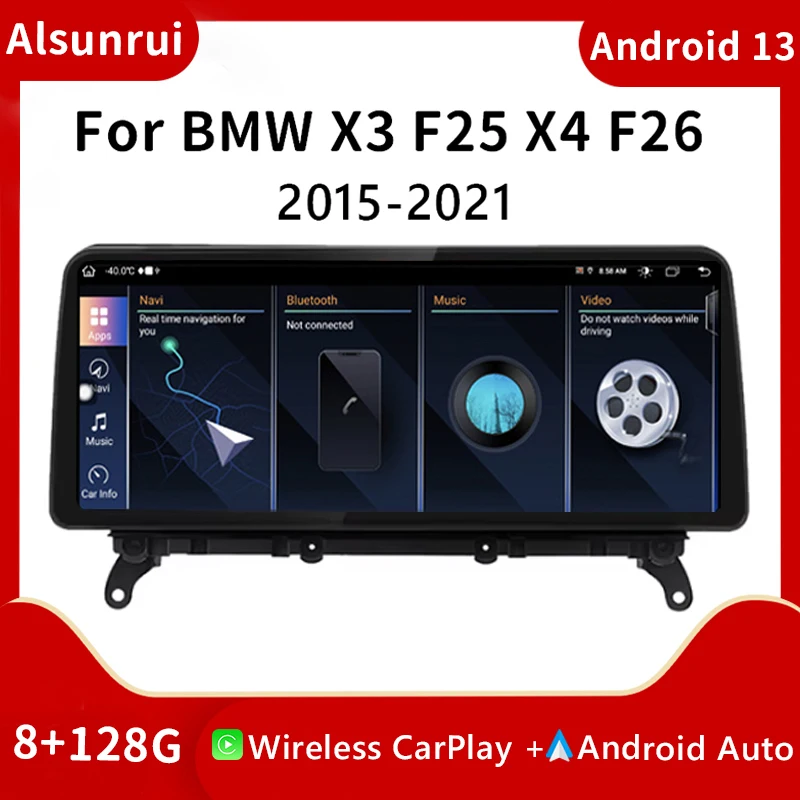 

12,3 "Android 13 Автомобильный радиоприемник для BMW X3 F25 для BMW X4 F26 CIC NBT EVO Мультимедийный стереоэкран Головное устройство GPS Аудио 4G Carplay