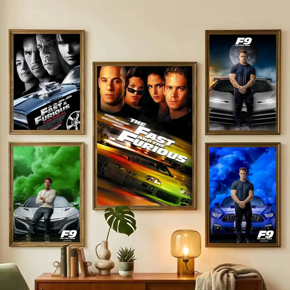 Action Racing F-Fast and Furious Painting Calligraphy Stylish Canvas Poster Wall Art for Living Room Bedroom Office Home Decor