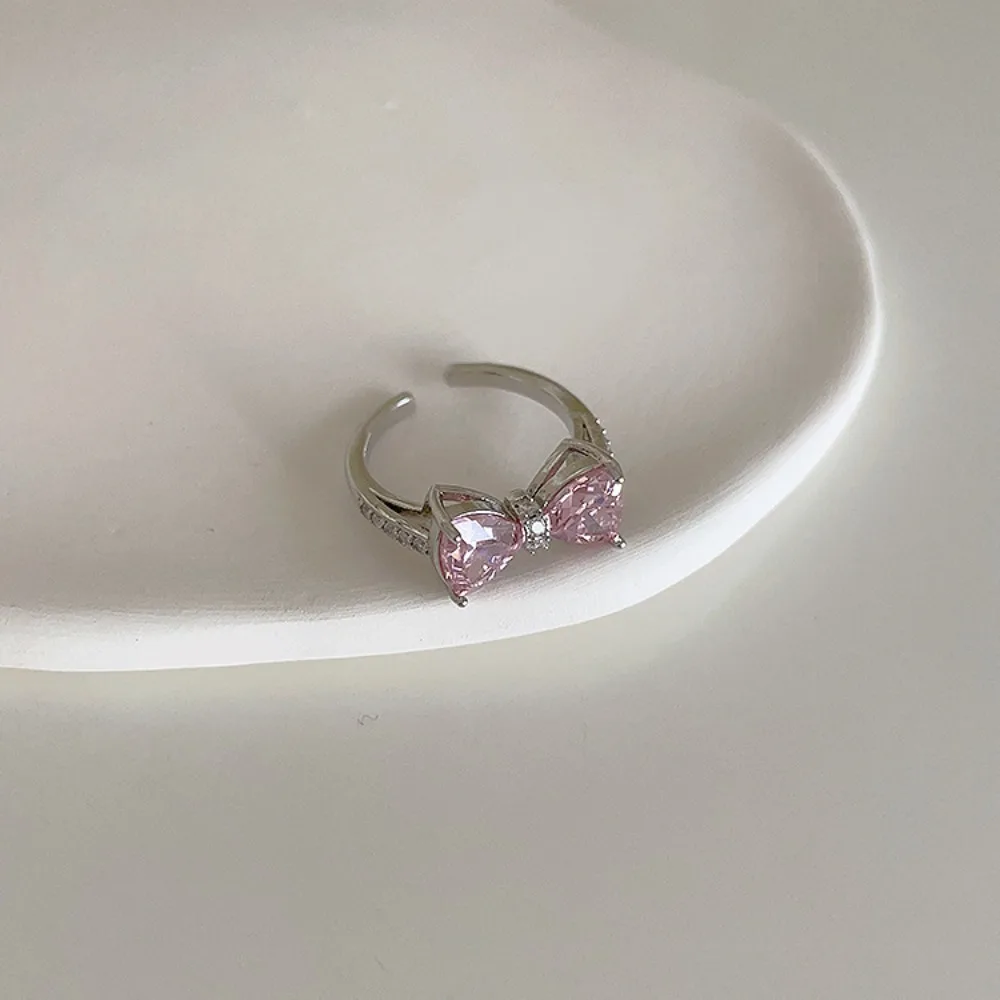 

Fashion Pink Bowknot Finger Ring Exquisite Adjustable Bow-tie Ring Bowknot Alloy Bowknot Opening Ring Finger Ornaments