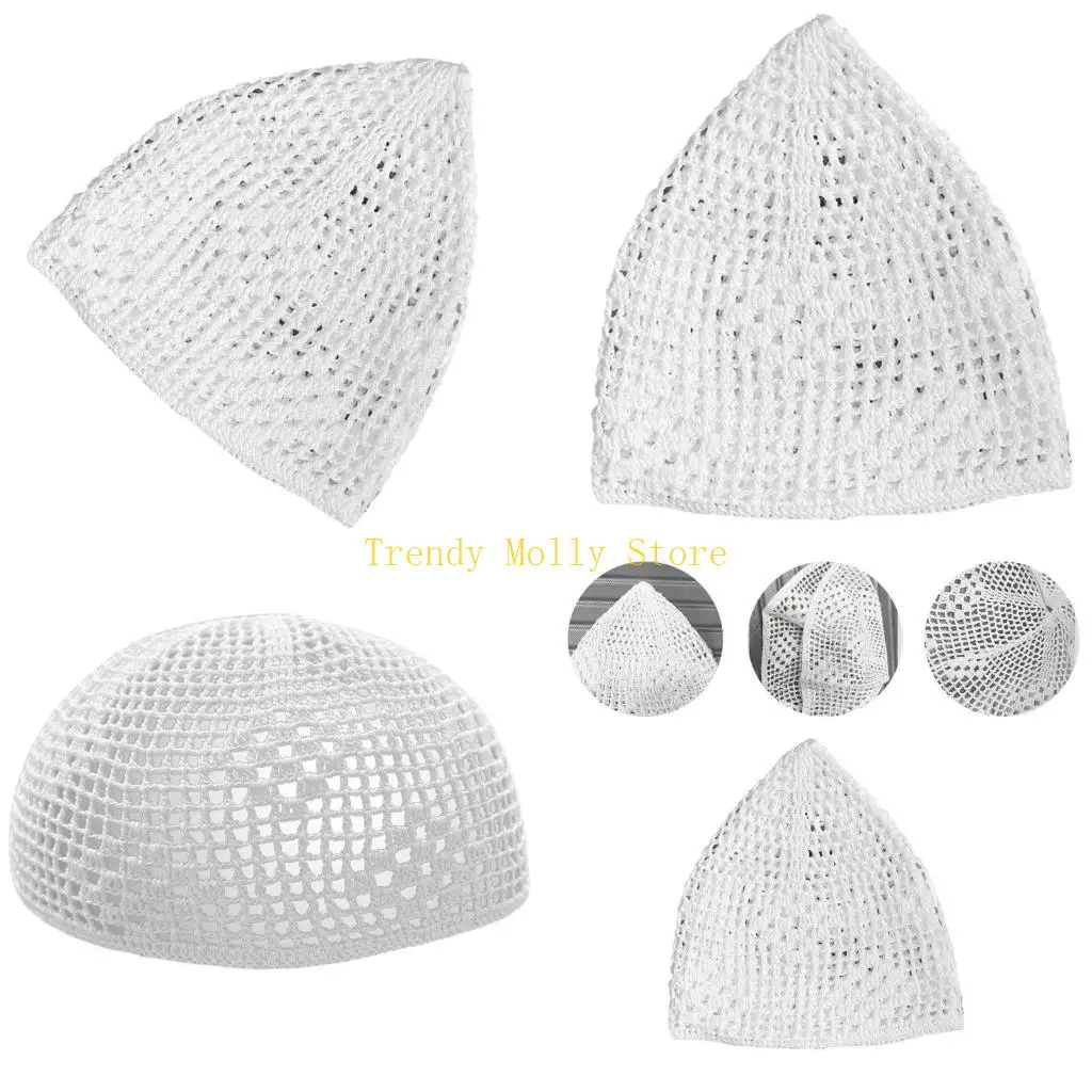 

N5KB Исламская шляпа Круглые еврейские шапки Индийский хлопковый тюрбан Шляпа с черепом Хиджаб Молитвенная шапка Трикотажная