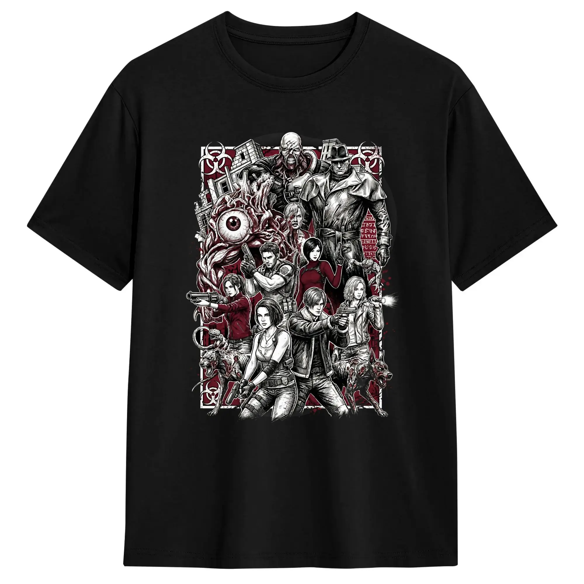 Resident Evil   Jill Grace, Chris, Ada Claire contre Birkin Nemesis Trendy Cotton Tee Shirt for Man Y2K Fun Short Sleeve Clothes
