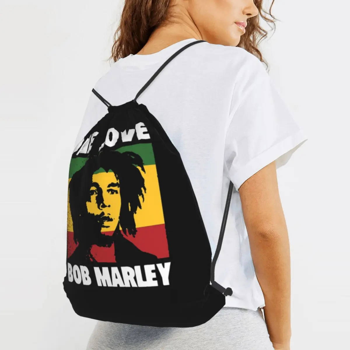 Marley Backpacks Portable Drawstring Bundle Pocket Sports Bag Book Bags for Travel School