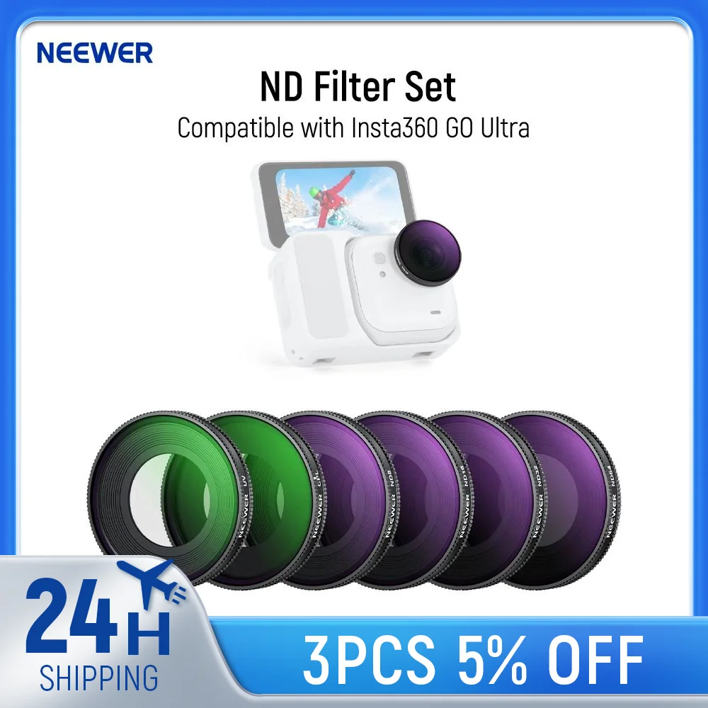 NEEWER Polarized ND Filter Set For Insta360 GO Ultra,Neutral Density Polarizer Lens Filter HD Glass Action Camera Accessories