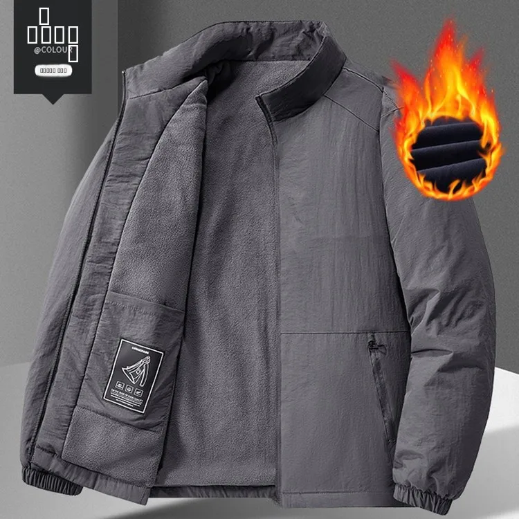 

Stand Long Sve Stand Collar Jaet for Middle-aged And Young Men Polyester Fiber ort Sle Winter Coat Jaet