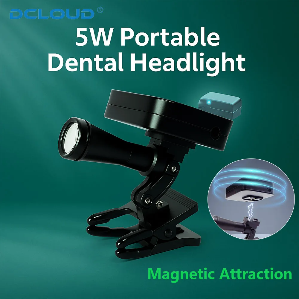 

5W Portable Dental Headlight Wireless Clip-On LED Head Light with Magnetic Suction for Dental Magnifier ENT Procedures Head Lamp