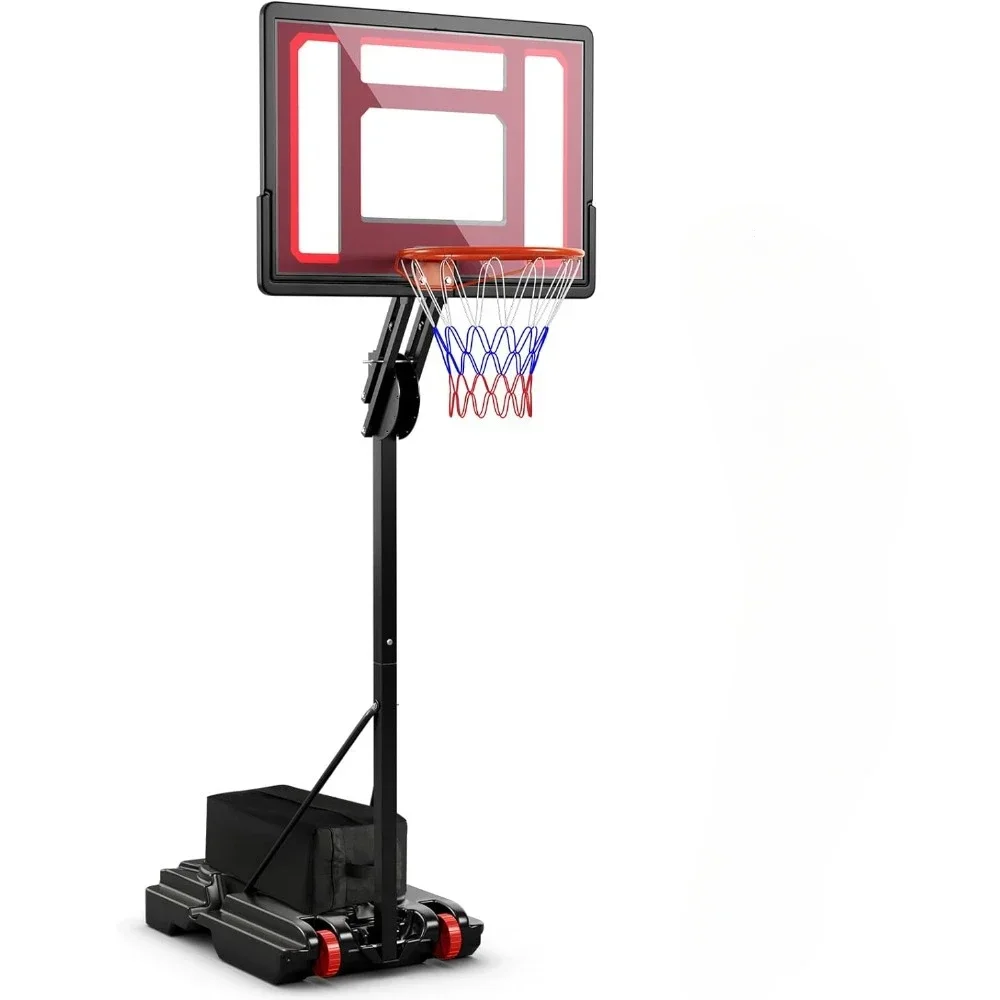 Portable Basketball Hoop Outdoor, 3.5FT-8.5FT Height Adjustable Basketball Stand with Shatterproof Backboard, Weighted Bag