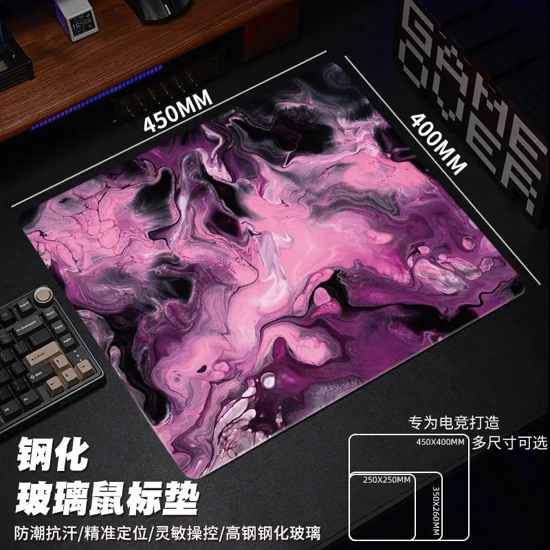 Tempering Upgrade Minimalist Micro Etching Gaming Mouse Pad Frosted Desk Tempered Glass Mouse Pad E-Sports Table Mouse Pad