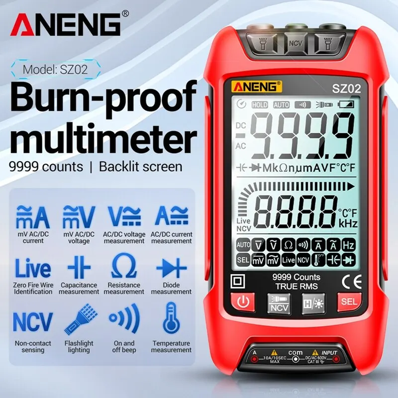 ANENG SZ01 SZ02 Smart Digital Multimeter Handheld Multifunctional High Precision Electrician Maintenance Instrumen Temp Resistan