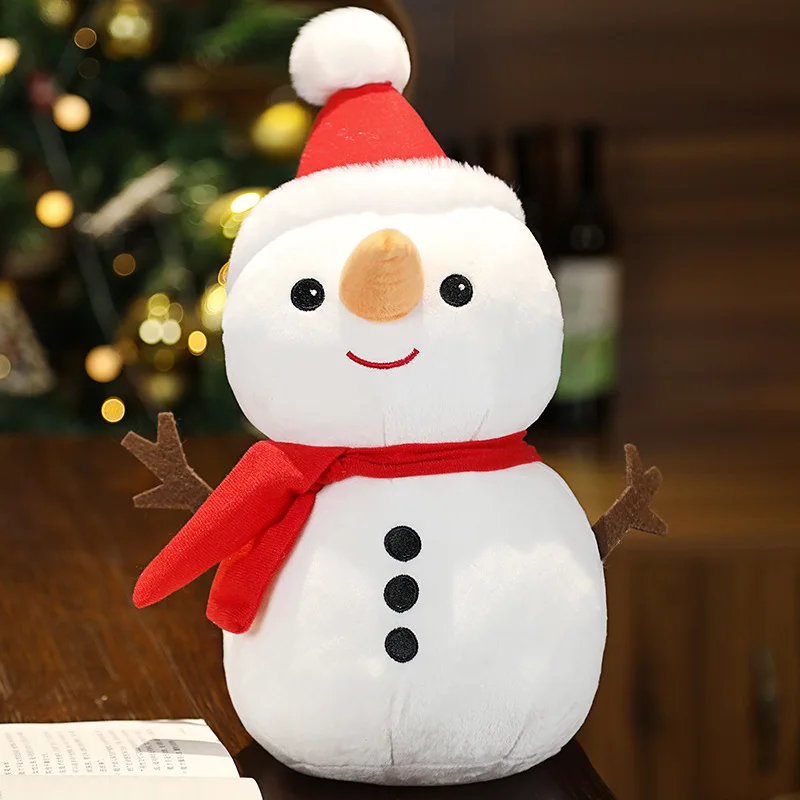 10 pollici natale peluche cuscino babbo natale neve uomo cervo natale bambole di peluche regalo di capodanno per bambini