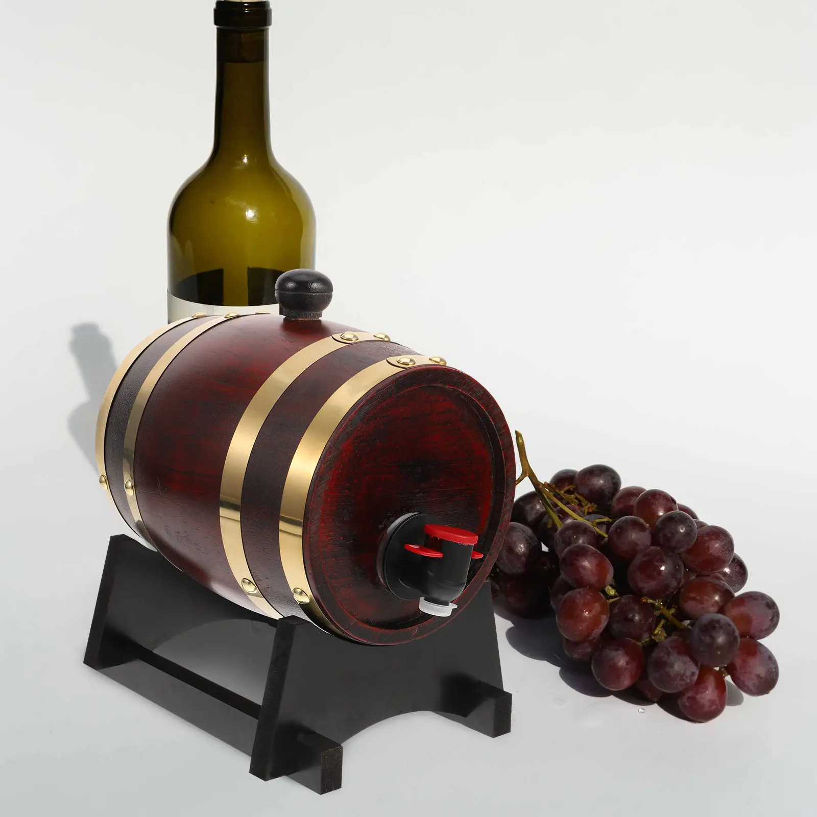 1 Juego de Barril de Vino de Madera de 1L, Soporte para Vino Tinto, Barril de Madera para Bebidas, Decoración de Bar, Suministros para Fiestas, Accesorios de Decoración de Escenas, Estilo Retro