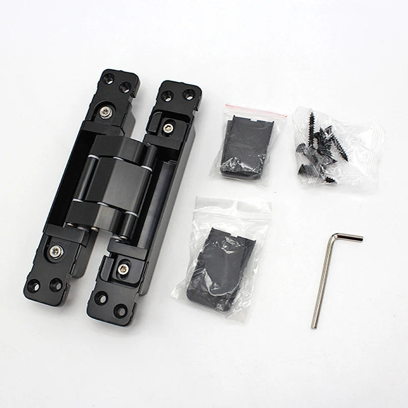 頑丈な木製ゲート隠しヒンジ ブラックシルバー 3D調整可能 隠蔽型180度室内ドアヒンジ