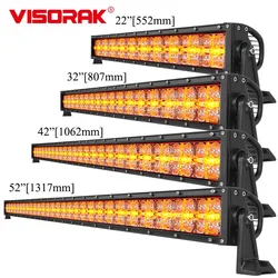 7D Straight LED Work Light Bar Amber Cross DRL Offroad SUV 4x4 Roof Rack Spot Driving Lamp Car Truck ATV Bumper Spotlight
