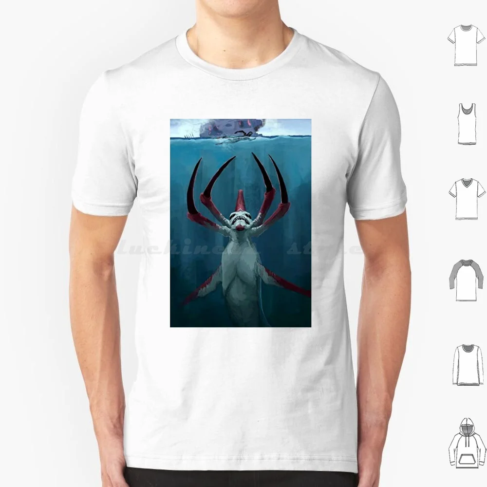 Art Anime T Shirt Big Size 100% Cotton Art Below Zero Leviathan Game Fanart Below Zero Creature Video Games Ocean Sea Monster