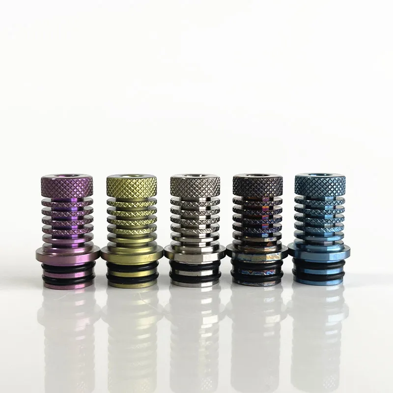 Hand Made Colors Monarchy Lazy Knurled Style 510 Thread Drip Tip VS Toothpick Long MTL for BB / Billet Blueing Anode Titanium