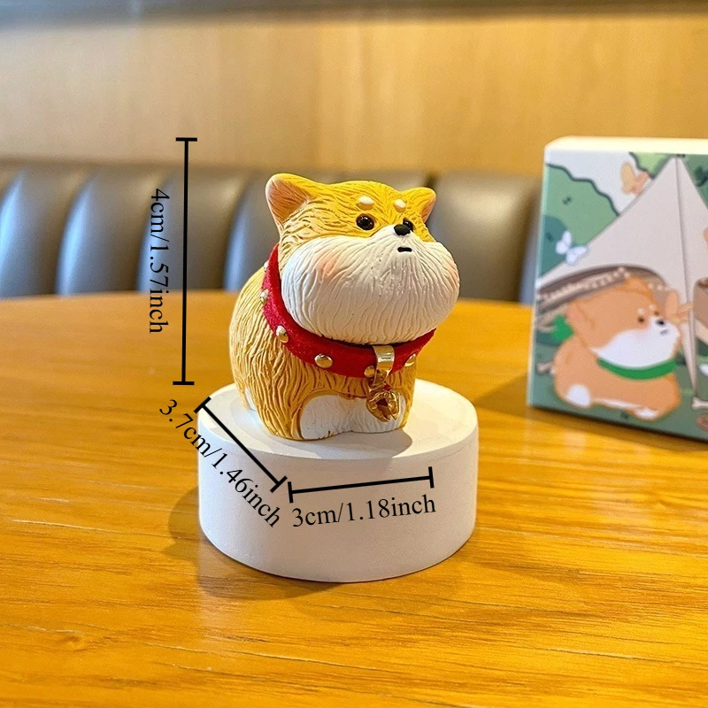 Furry Texture Miniature Dog Resin Ornament Creative Canine Stress Relief Home Desk Decor Wood Grain Texture Resin Animal Statue