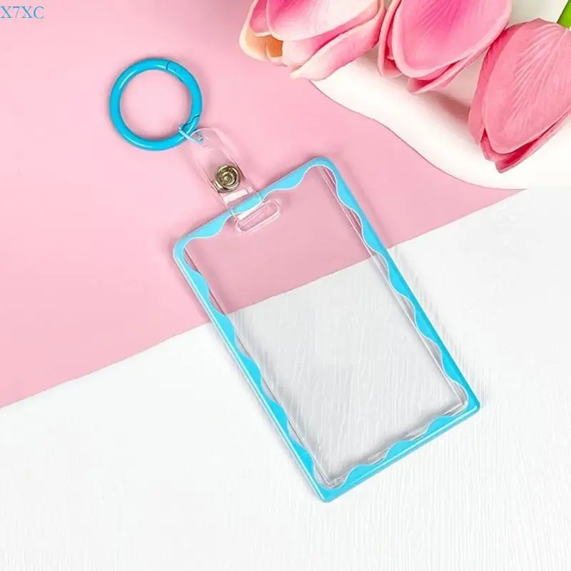 X7XC Transparent Card Sleeve With Keychain Keyring Card Sleeve For Convenient Access To Campus And Gym Entry Cards