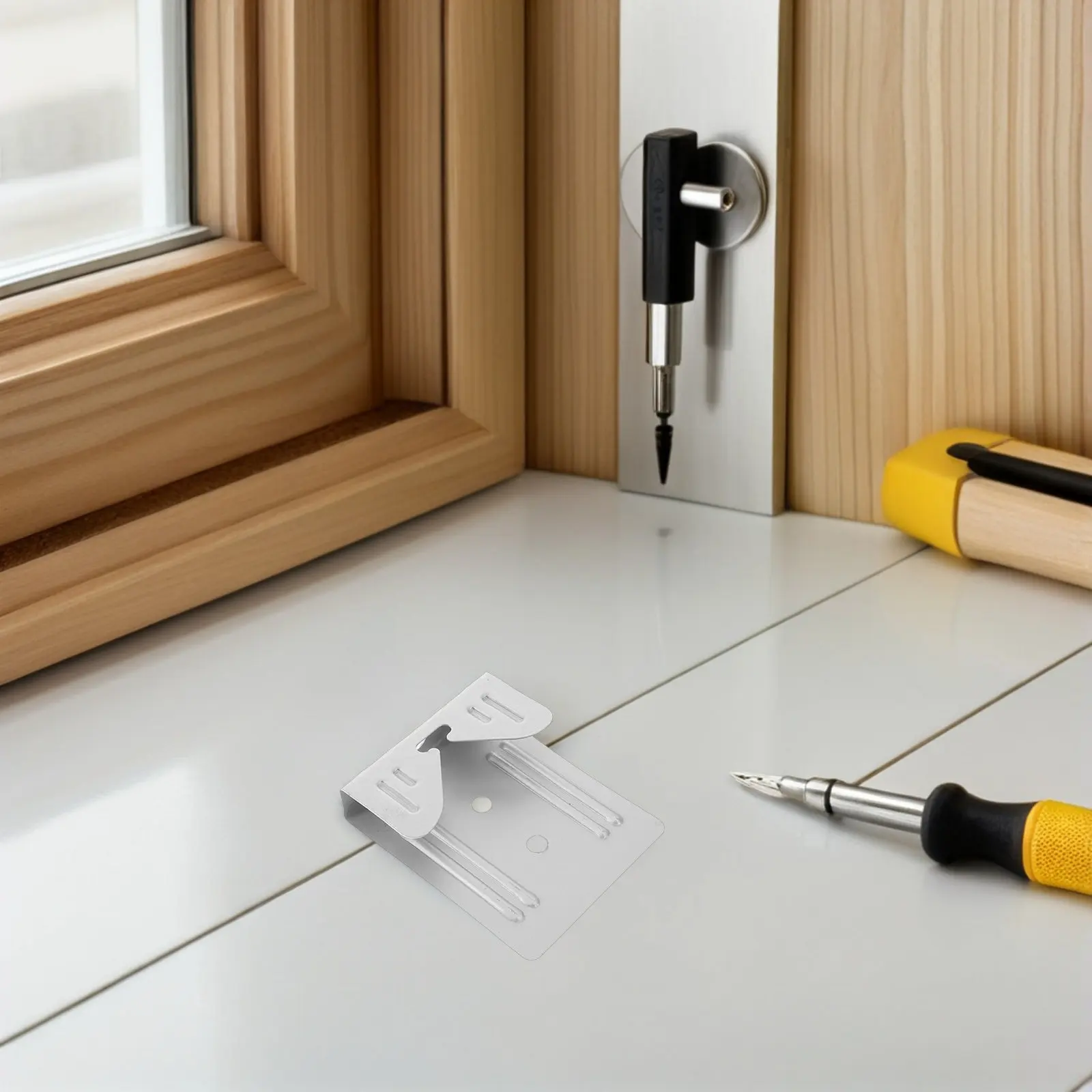 

12Pcs Mirror Hanging Clips Heavy Duty Metal Holder Clips Kit Frameless Mirror Mounting Hardware Bathroom Wall Display Hooks