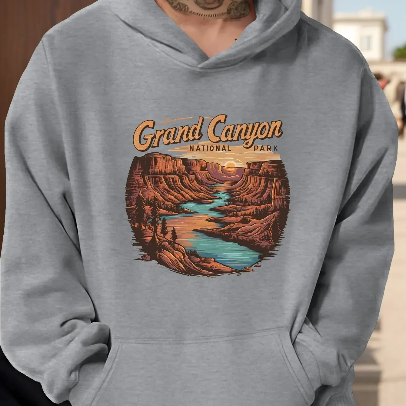 Grand Canyon National Park Sunset View Graphic Hoodie Classic Nature Sightseeing Oversized Pullover