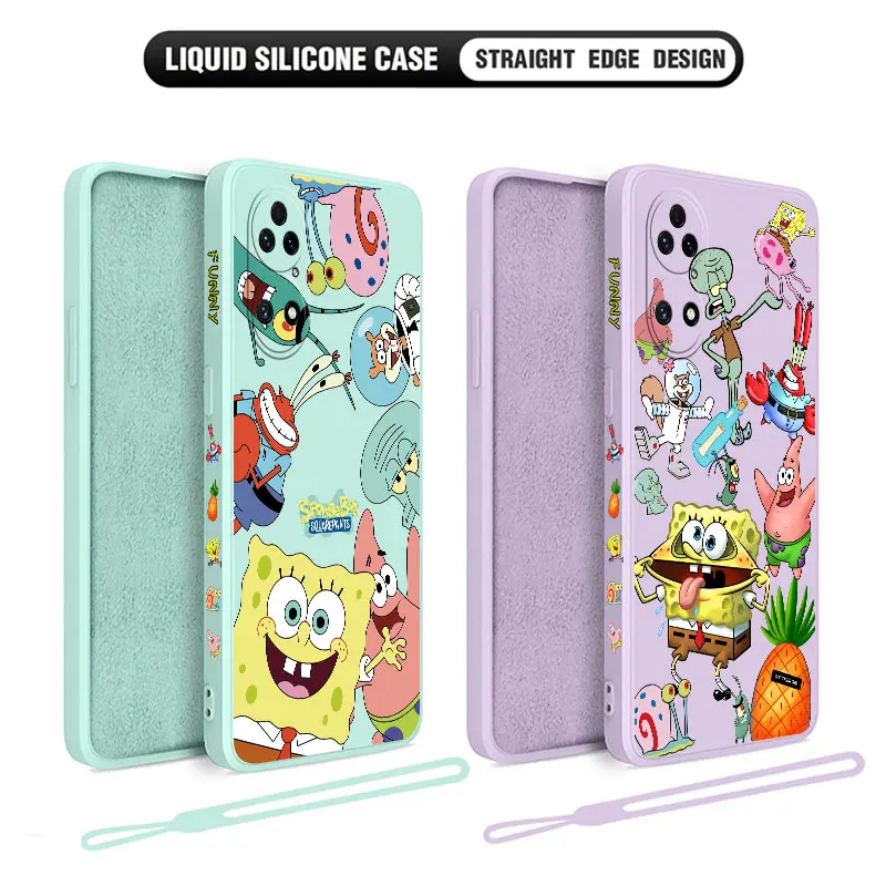 S-SpongeBobs Cartoon Phone Case For Huawei P50 P40 P30 P20 Nova 10 10SE 9 9SE Mate 40 30 20 Pro Lite P Smart 2021 Y7A Cover