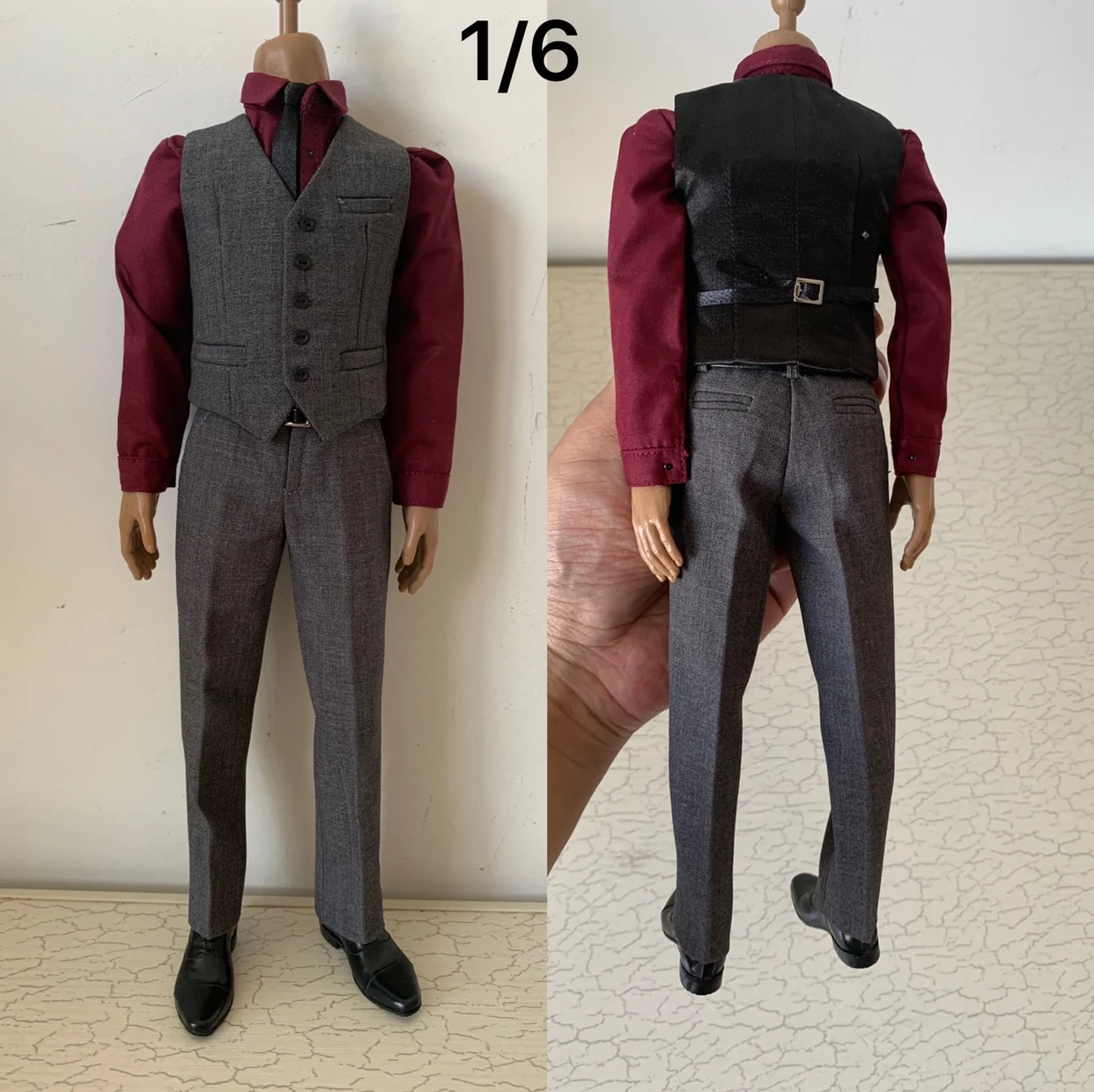 

Toy center 1/6 Grey Vest with Shirt Male Suit Clothing Set Model