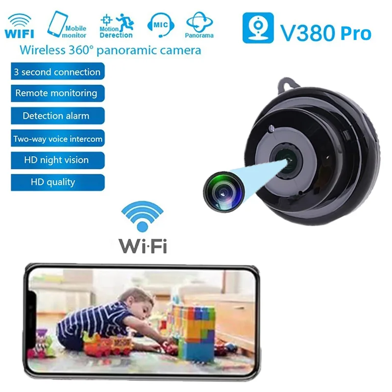 mini camera sem fio v380 pro camera de seguranca domestica deteccao de movimento monitor de bebe monitoramento cctv visao noturna ir wi fi 1080p ip p2p 01