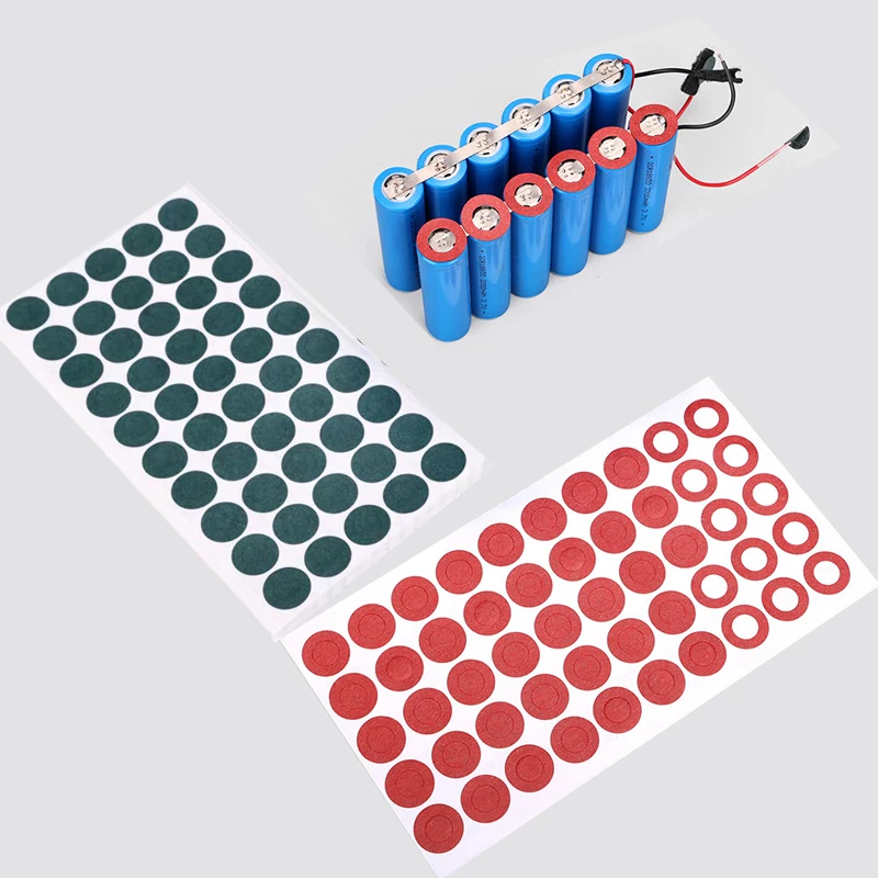 Green/Red Barley Insulated Gaskets 18650 21700 Li-ion Pack Cell Adhesive Paper Glue Fish Electrode Insulation Pads 1/3pcs
