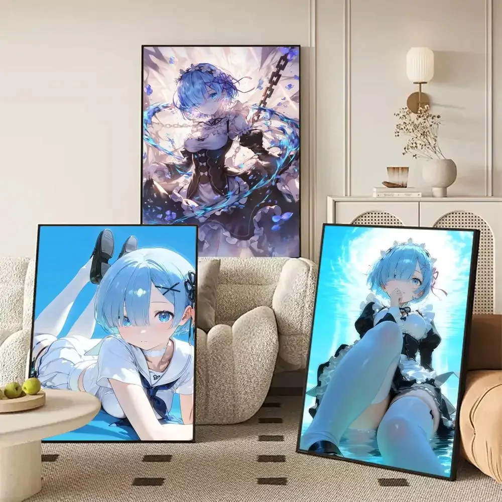 Re Zero Starting Life in Another World Rehm Poster Self Adhesive Wall Stickers Removable Room Decor Aesthetic Space Murals Gift
