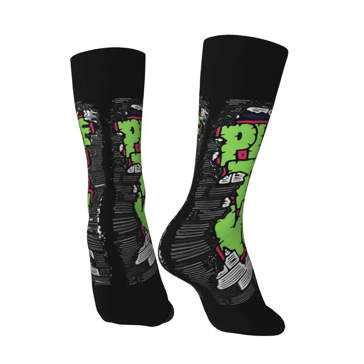 Vintage PTV Green Men's compression Socks Unisex Pierce The Veil Street Style Pattern Printed Novelty Crew Sock