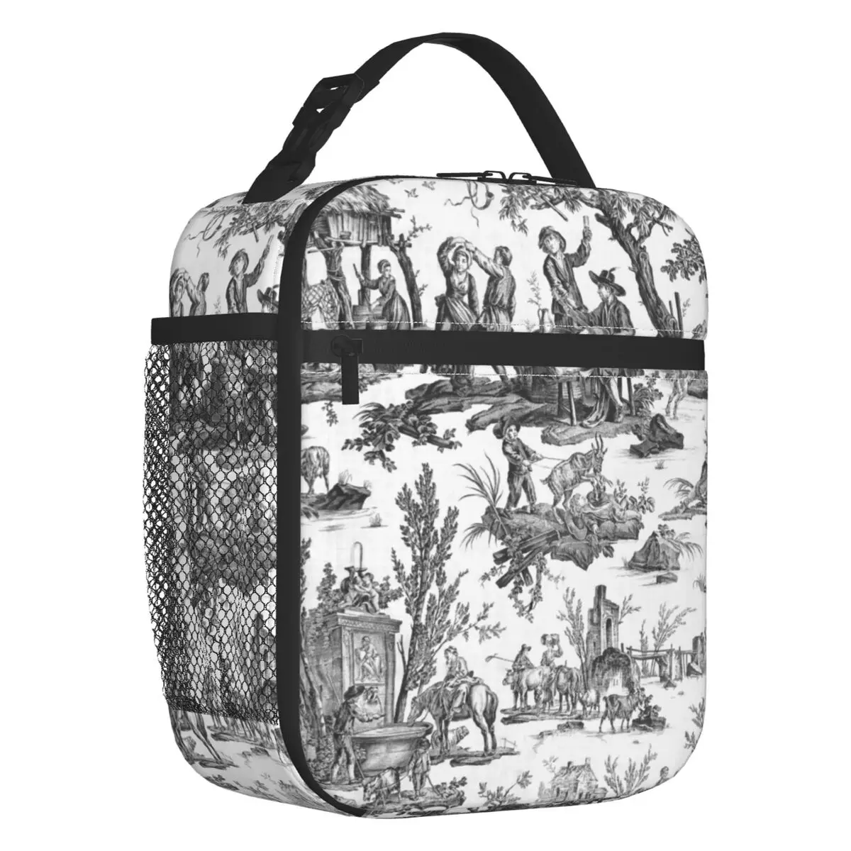 

Toile De Jouy Insulated Lunch Bag for Camping Travel French Motifs Floral Resuable Cooler Thermal Lunch Box Women Children