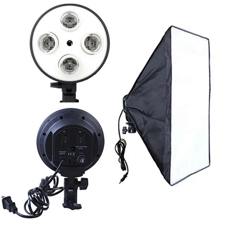 

Studio equipment 50 * 70 cm square flash lighting soft strobe box with 4 E27/26 lamp holders reflective fabric