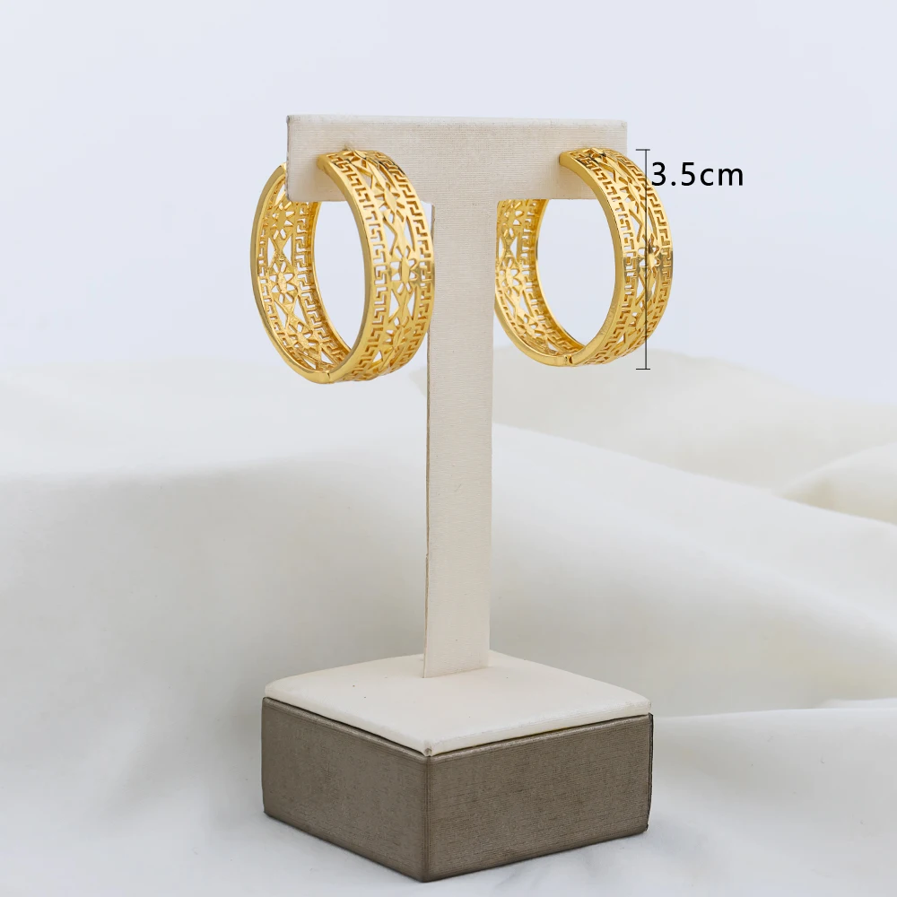4set Gold Farbe Creolen für Frauen Exquisite Mode Runde Hohl-out Hochzeit Kupfer Ohrringe Engagement Schmuck Zubehör – Detail 17