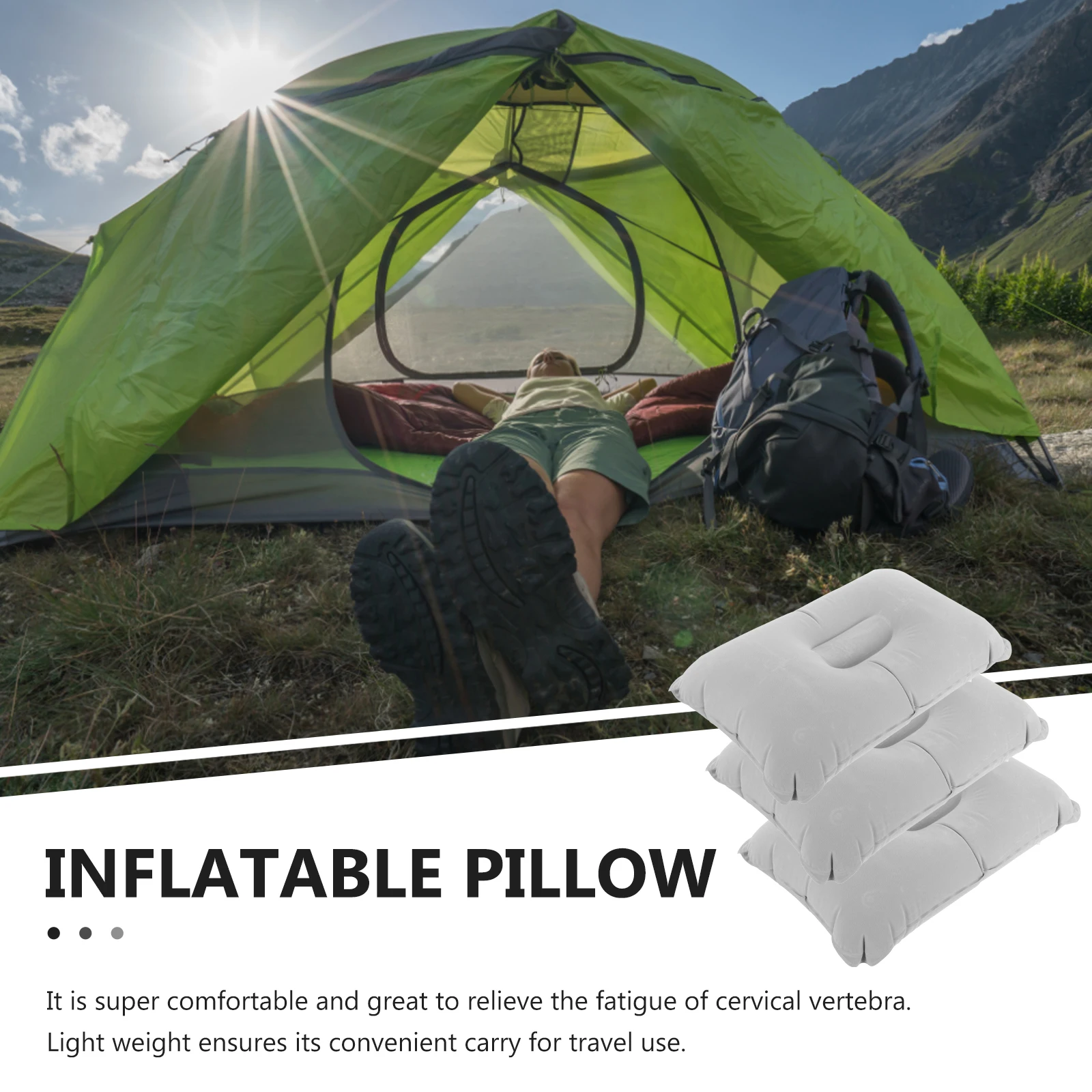 

Ultra-Compact Inflatable Pillow for Camping Outdoor Travel Multi-Function Sleep Comfortable Ergonomic Design Durable Bath Pillow