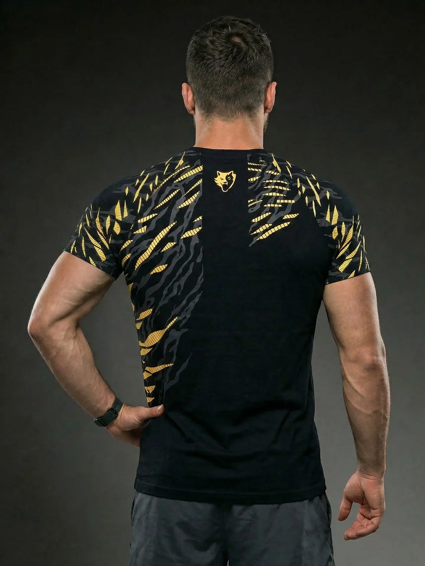 VSZAP Men's Pure Cotton T-Shirt Gold & Silver Flame Stripe Print Jujitsu Training Boxing Fighting