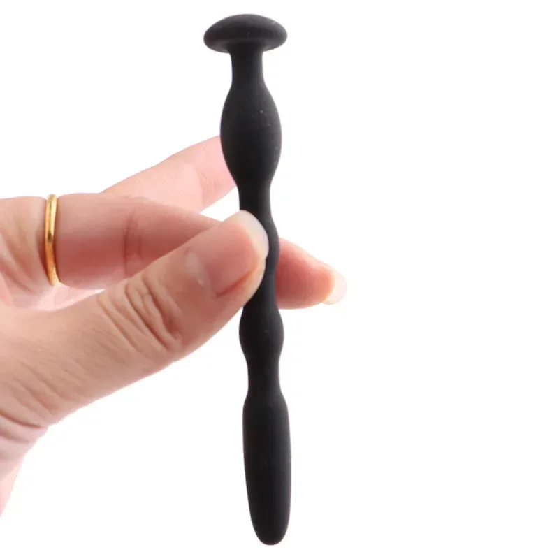 1PCS Silicone Urethral Plug of Black Ridged,penis Stretcher